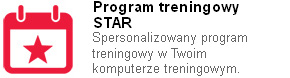 Program treningowy STAR został opracowany w celu zmotywowania Cię do regularnych treningów. Tworzy on spersonalizowany program treningowy na Twoim pulsometrze i pomaga tak dobrać intensywność i częstotliwość treningów, aby osiągnąć założony, długoterminowy cel.